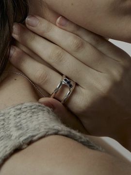 Invisible collage Blue Between Ring - Silver