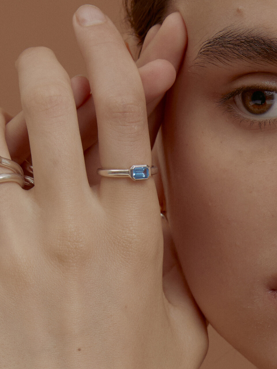 Invisible collage Blue Shiny Lid Ring
