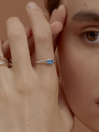 Invisible collage Blue Shiny Lid Ring