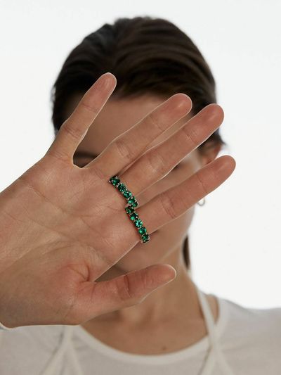 Invisible collage Colored Pave Ring_Gold