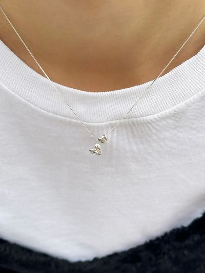 Invisible collage Double Heart Necklace