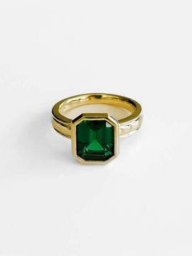 Invisible collage Green Lid Ring_Gold