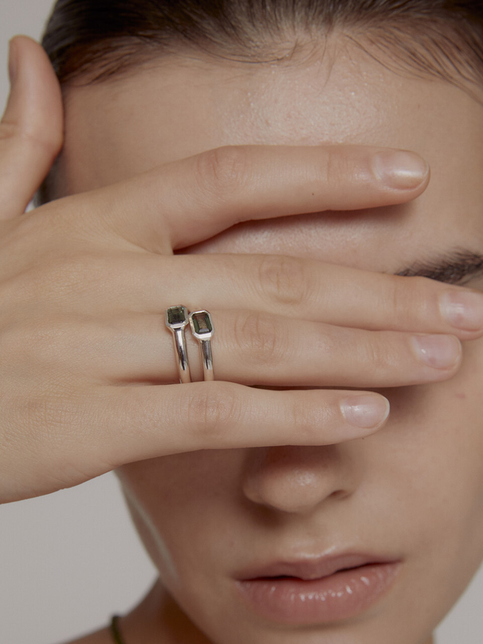 Invisible collage Green Shiny Lid Ring