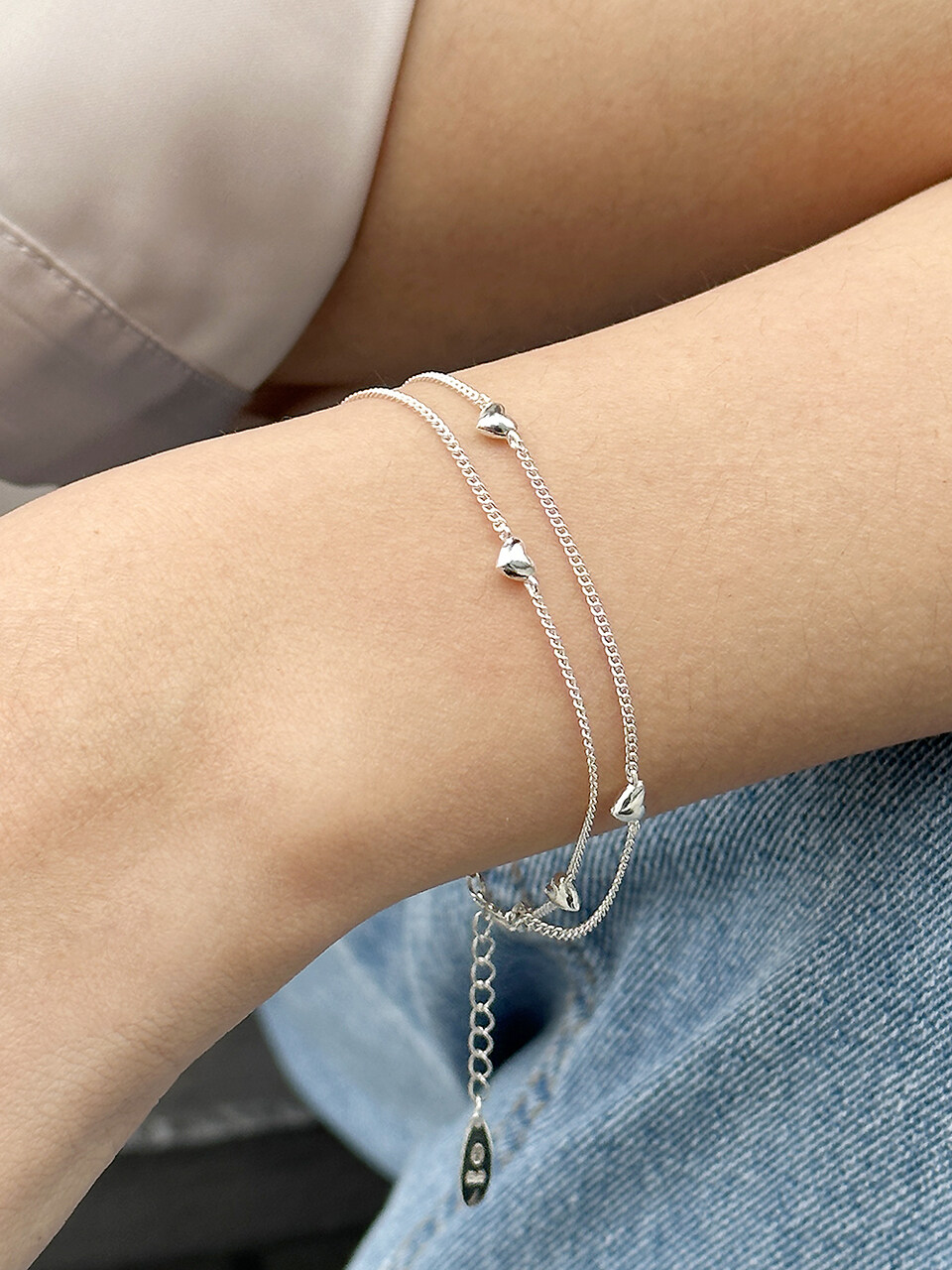 Invisible collage Heart Chain Bracelet