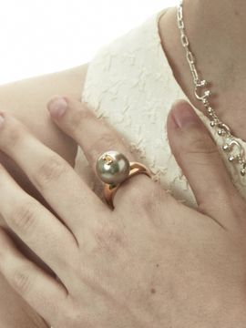 Invisible collage IC Pearl Ring_Gold