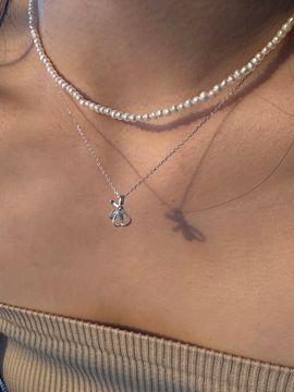 Invisible collage Ribbon Necklace