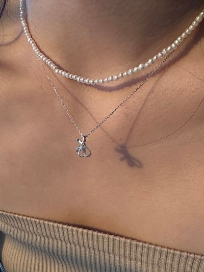 Invisible collage Ribbon Necklace