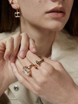 Invisible collage Rounded Cap Ring_Gold