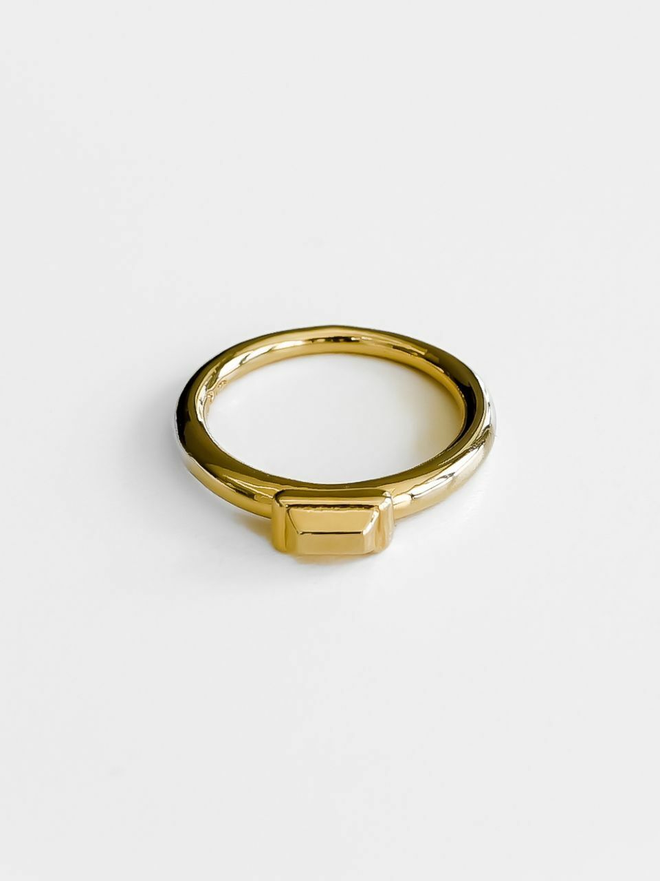 Invisible collage Square Cap Ring_Gold