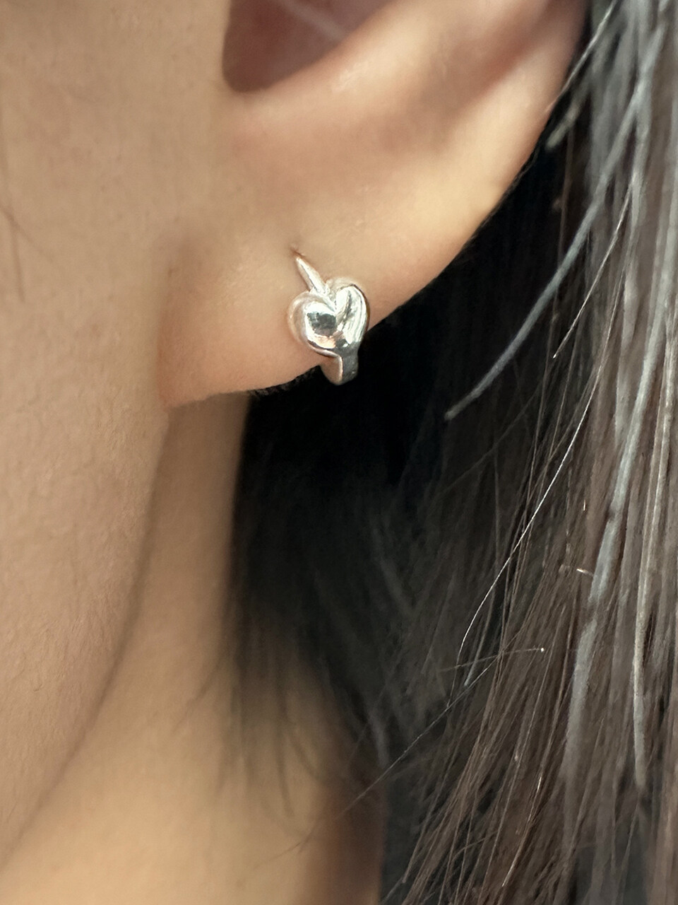 Invisible collage Tiny Heart Hoop Earrings