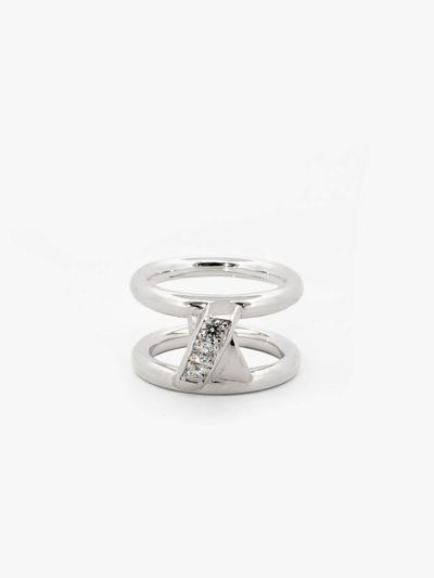 Invisible collage White Between Ring - Silver