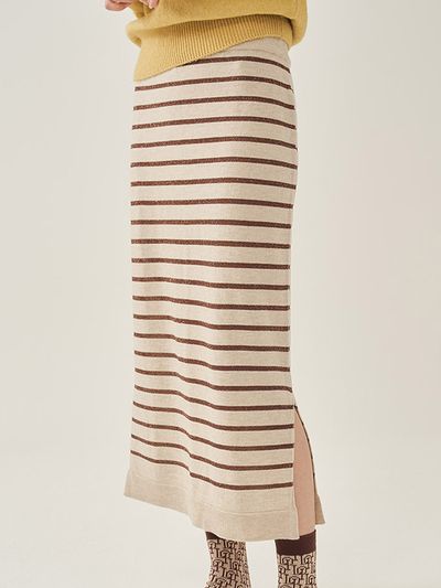 IOLO Metalic Stripe Skirt (Beige)