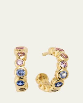 Ippolita 18K Starlet Tiny Hoop Earrings with Rainbow Sapphires