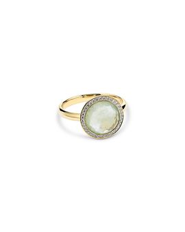 Ippolita Ippolita 18K Yellow Gold Lollipop Blue Topaz over Mother of Pearl over Citrine Triplet & Diamond Halo Ring