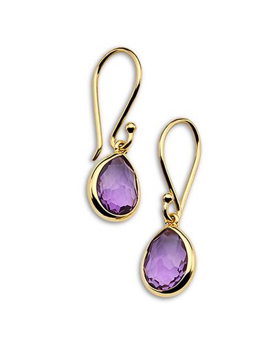 Ippolita Ippolita 18K Yellow Gold Rock Candy Dark Amethyst Pair Bezel Drop Earrings