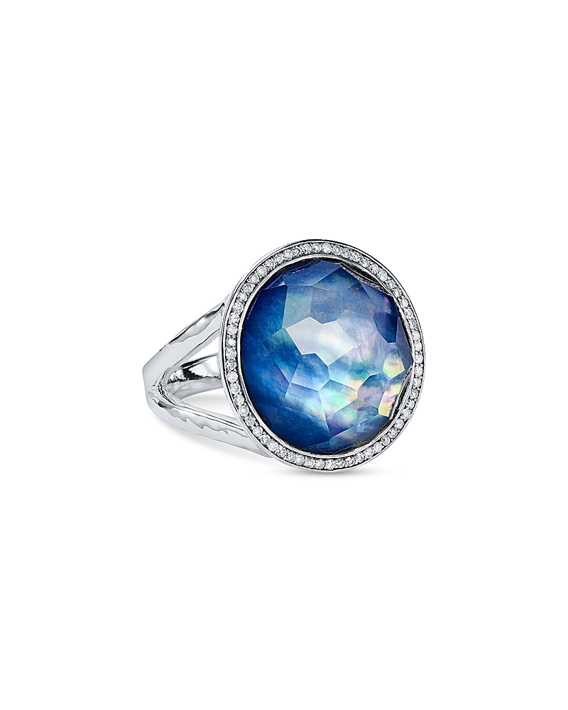 Ippolita Ippolita Sterling Silver 925 Lollipop Lapis Triplet & Diamond Halo Ring