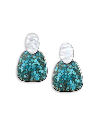 Ippolita Ippolita Sterling Silver Polished Rock Candy Turquoise Crinkle Oval Earrings