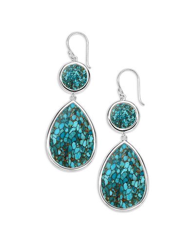 Ippolita Ippolita Sterling Silver Polished Rock Candy Turquoise Dot & Teardrop Earrings