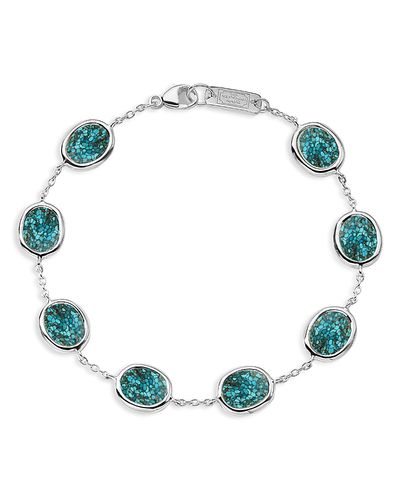 Ippolita Ippolita Sterling Silver Polished Rock Candy Turquoise Mini Oval Slice Chain Bracelet