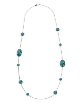Ippolita Ippolita Sterling Silver Polished Rock Candy Turquoise Oval Station Necklace, 37