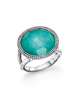Ippolita Ippolita Sterling Silver Stella Lollipop Ring in Turquoise Doublet with Diamonds