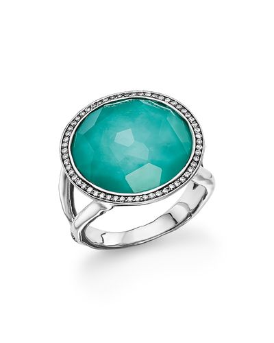 Ippolita Ippolita Sterling Silver Stella Lollipop Ring in Turquoise Doublet with Diamonds