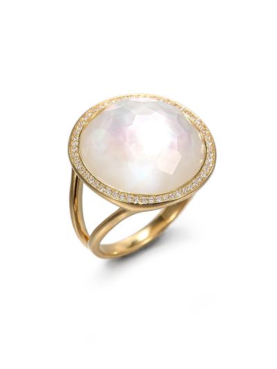 Ippolita Women's Lollipop 18K Yellow Gold, Mother-Of-Pearl Doublet & Diamond Medium Ring