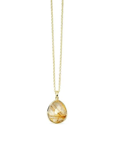 Ippolita Women's Rock Candy 18K Yellow Gold & Rutilated Quartz Medium Teardrop Pendant Necklace