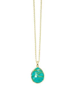 Ippolita Women's Rock Candy 18K Yellow Gold, Rutilated Quartz & Turquoise Doublet Medium Teardrop Pendant Necklace