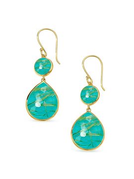 Ippolita Women's Rock Candy 18K Yellow Gold, Rutilated Quartz & Turquoise Doublet Snowman Drop Earrings
