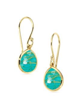 Ippolita Women's Rock Candy 18K Yellow Gold, Rutilated Quartz & Turquoise Doublet Teeny Teardrop Earrings