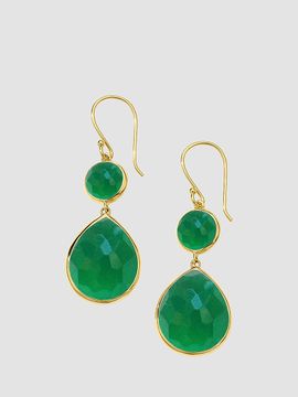 Ippolita Women's Rock Candy Snowman 18K Yellow Gold & Green Agate Drop Earrings