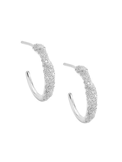 Ippolita Women's Stardust Squiggle Silver & Diamond Hoop Earrings