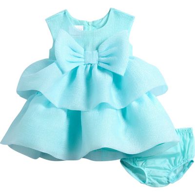 Iris & Ivy Iris & Ivy Bow Crinkle Sheer Organza Party Dress with Bloomers