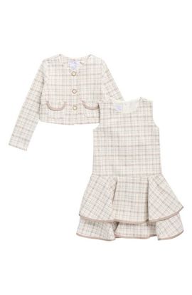 Iris & Ivy Iris & Ivy Kids' Plaid Sleeveless Dress & Cardigan Set