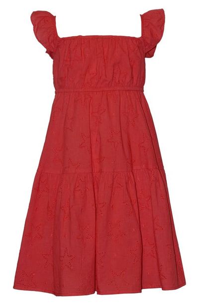 Iris & Ivy Iris & Ivy Kids' Star Eyelet Flutter Sleeve Cotton Party Dress