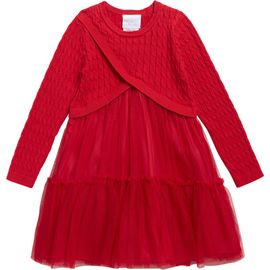 Iris & Ivy Iris & Ivy Kids' Tiered Mesh Long Sleeve Sweater Dress 