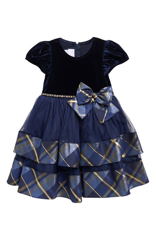 Iris & Ivy Iris & Ivy Kids' Velvet & Tiered Plaid Dress