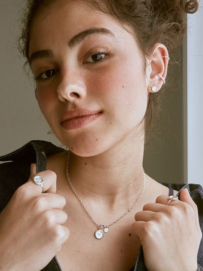 Iris The Initials Small Sealing Initials SR Necklace_Silver