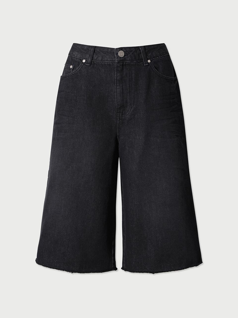IRO Bermuda Slim Cotton Denim Shorts [Black Light]