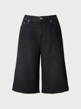 IRO Bermuda Slim Cotton Denim Shorts [Black Light]