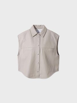IRO Genuine Leather Regular Collar Sleeveless Vest [Beige] (IOJLS25102BEL)