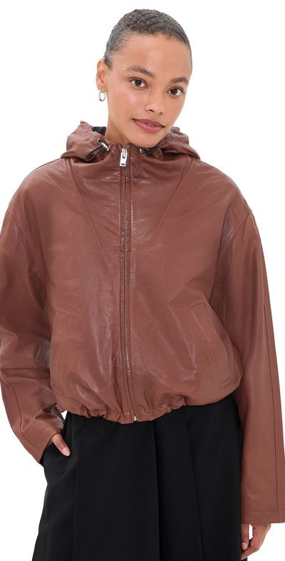 IRO IRO Ranura Lambskin Leather Jacket Mahogany