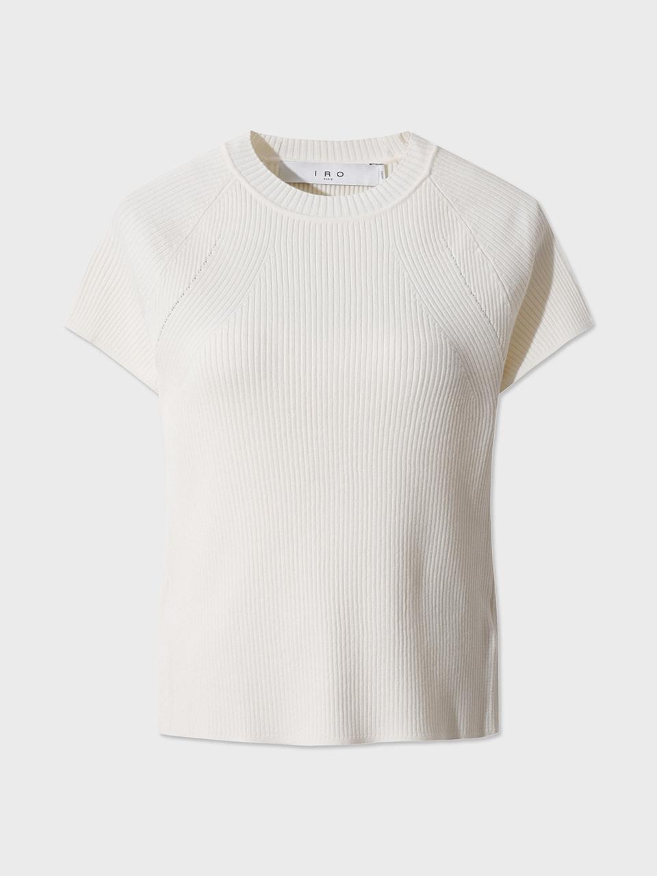 IRO Ribbed Short Sleeve Fitted Sweater [White] (ILWBM25701IVX)