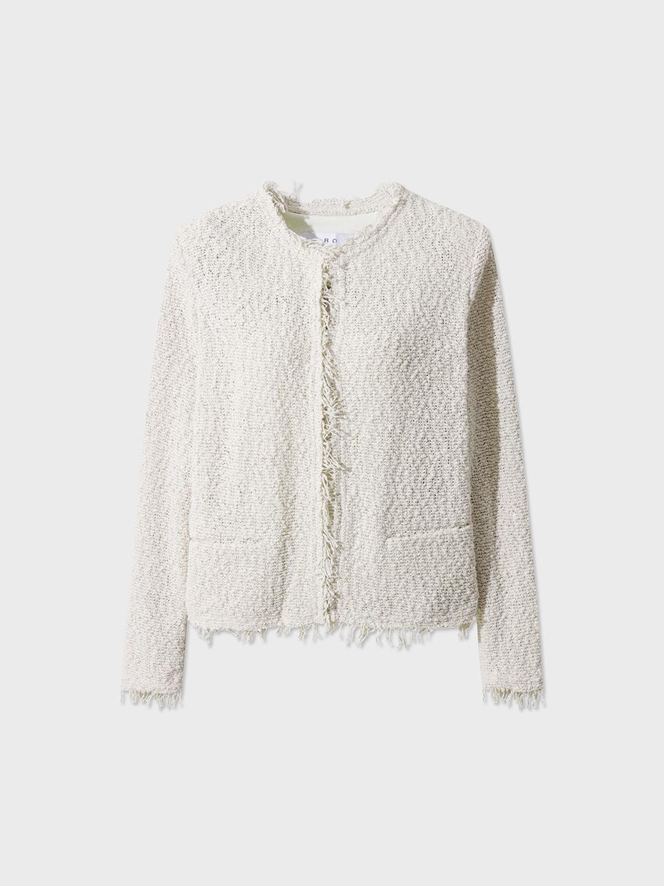 IRO Tweed Boucl Fringe Cardigan [Ivory] (IOJAS25107IVX)