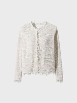 IRO Tweed Boucl Fringe Cardigan [Ivory] (IOJAS25107IVX)