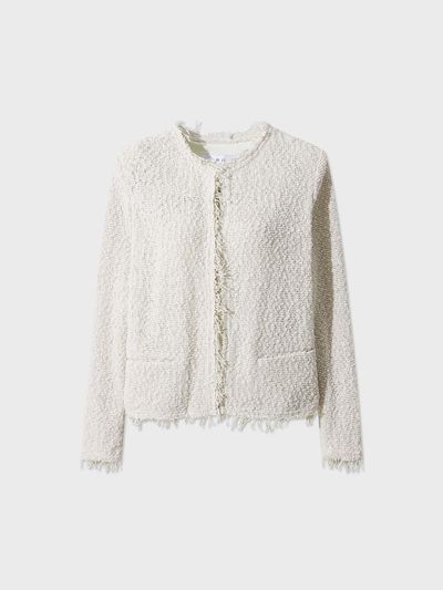 IRO Tweed Boucl Fringe Cardigan [Ivory] (IOJAS25107IVX)