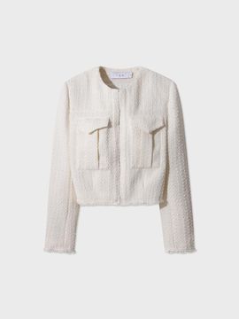 IRO Tweed Fringe Classic Blazer [Beige] (IOJAS25109IVX)