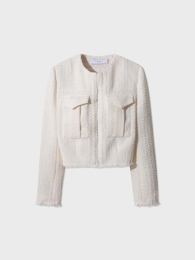 IRO Tweed Fringe Classic Blazer [Beige] (IOJAS25109IVX)