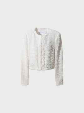 IRO Tweed Open Front Cotton Blend Jacket [Beige] (IOJAS25105)
